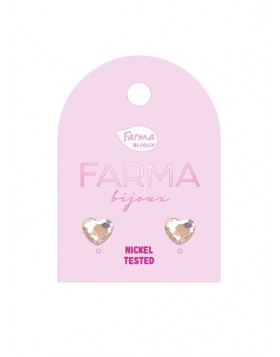 Υποαλλεργικά Σκουλαρίκια Κρυστάλλινες Επίπεδες Καρδιές 6,0mm (BE172C01) Farma Bijoux