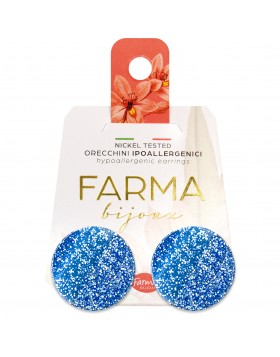 Υποαλλεργικά Σκουλαρίκια Στρογγυλά Κουμπιά Μπλε Γυαλιστερό 20mm (LT12G) Farma Bijoux