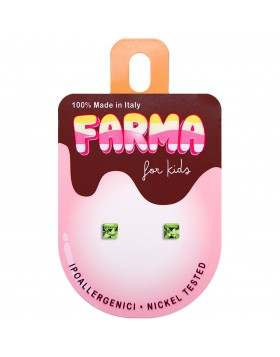 Υποαλλεργικά Σκουλαρίκια for Kids Κρύσταλλα Τετράγωνα Peridot 4mm (15C30) Farma Bijoux