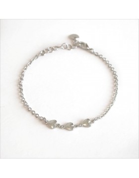 Υποαλλεργικό Βραχιόλι Ασημί Με Καρδιές 19CM (BEB200) Farma Bijoux