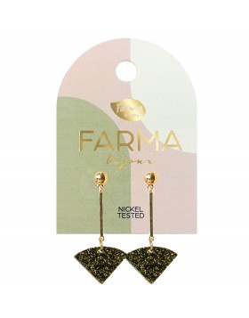 Υποαλλεργικά Σκουλαρίκια Κρεμαστά Τρίγωνα Πράσινο Χρυσό 50mm (BEWE05) Farma Bijoux