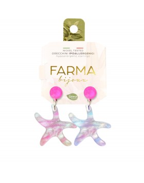 Υποαλλεργικά Σκουλαρίκια Πολύχρωμοι Αστερίες Με Ροζ Κρύσταλλα 30mm (BE03SE) Farma Bijoux