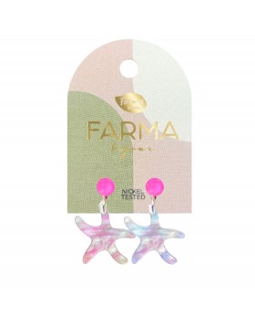 Υποαλλεργικά Σκουλαρίκια Πολύχρωμοι Αστερίες Με Ροζ Κρύσταλλα 30mm (BE03SE) Farma Bijoux