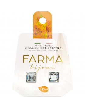 Υποαλλεργικά Σκουλαρίκια Κρύσταλλα Τετράγωνα 10mm (BE37C01) Farma Bijoux