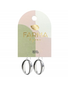 Υποαλλεργικά Σκουλαρίκια Ασημένιο Οβάλ 45mm (BEPS01) Farma Bijoux