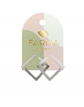 Υποαλλεργικά Σκουλαρίκια Κρίκοι Ασημί Τετράγωνοι 40mm (BEC905) Farma Bijoux