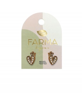 Υποαλλεργικά Σκουλαρίκια Heart & Crown Zircon Gold 10mm (BEG020) Farma Bijoux