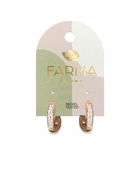 Υποαλλεργικά Σκουλαρίκια Square Hoops 15mm Χρυσά με Ζιργκόν (BECZQ01) Farma Bijoux