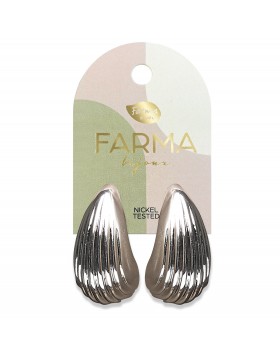 Υποαλλεργικά Σκουλαρίκια Ριγέ Σταγόνα Silver 30mm (BEWOW19) Farma Bijoux