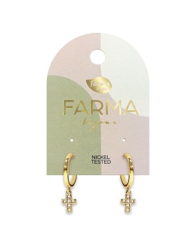 Υποαλλεργικά Σκουλαρίκια Cross hoops with zircon 15mm (CGX01) Farma Bijoux