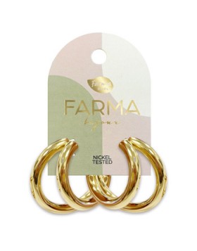 Υποαλλεργικά Σκουλαρίκια Large double gold hoop earrings 31mm (BEG027) Farma Bijoux