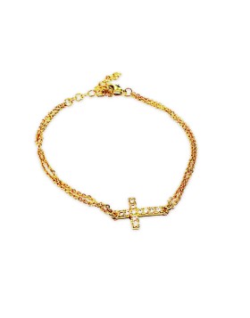 Υποαλλεργικό Βραχιόλι Bracelet with a crossand crystals 16-20mm (BE2GX01) Farma Bijoux