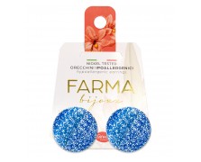 Υποαλλεργικά Σκουλαρίκια Στρογγυλά Κουμπιά Μπλε Γυαλιστερό 20mm (LT12G) Farma Bijoux