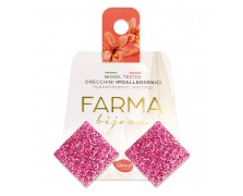 Υποαλλεργικά Σκουλαρίκια Τετράγωνα Κουμπιά Ροζ Γυαλιστερό 20mm (LQ27G) Farma Bijoux