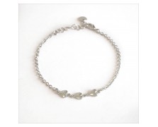 Υποαλλεργικό Βραχιόλι Ασημί Με Καρδιές 19CM (BEB200) Farma Bijoux