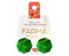 Υποαλλεργικά Σκουλαρίκια Οκτάγωνα Πράσινο Μάρμαρο 20mm (BEWE01) Farma Bijoux