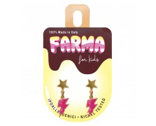 Υποαλλεργικά Σκουλαρίκια for Kids Χρυσά Αστέρια Με Ροζ Κεραυνούς 20mm (BEPS988) Farma Bijoux