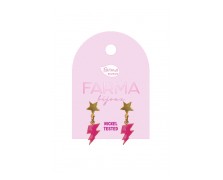 Υποαλλεργικά Σκουλαρίκια for Kids Χρυσά Αστέρια Με Ροζ Κεραυνούς 20mm (BEPS988) Farma Bijoux