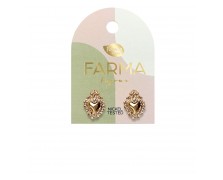 Υποαλλεργικά Σκουλαρίκια Χρυσές Σκαλισμένες Καρδιές 14mm (BEG014) Farma Bijoux