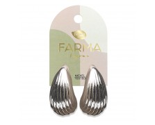 Υποαλλεργικά Σκουλαρίκια Ριγέ Σταγόνα Silver 30mm (BEWOW19) Farma Bijoux