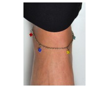 Υποαλλεργική Αλυσίδα Ποδιού Ασημί Με Χρωματιστές Πέτρες 23/29CM (BE3A5MC) Farma Bijoux